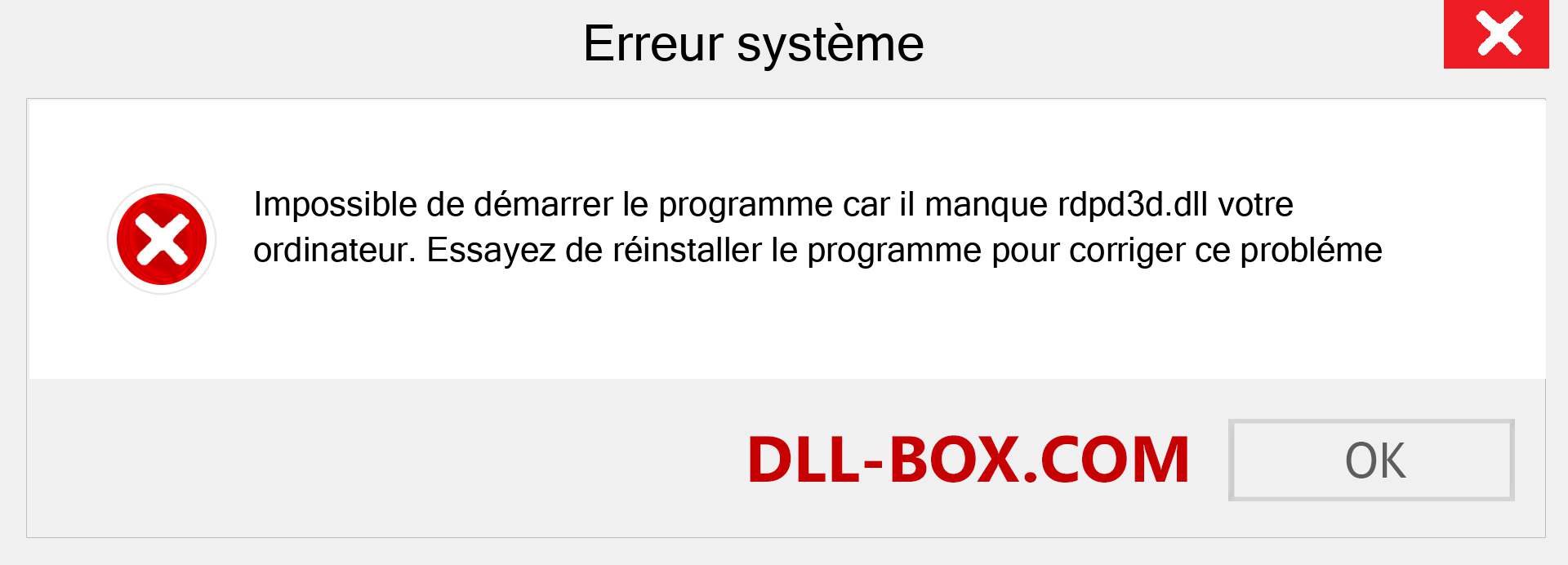 Le fichier rdpd3d.dll est manquant ?. Télécharger pour Windows 7, 8, 10 - Correction de l'erreur manquante rdpd3d dll sur Windows, photos, images