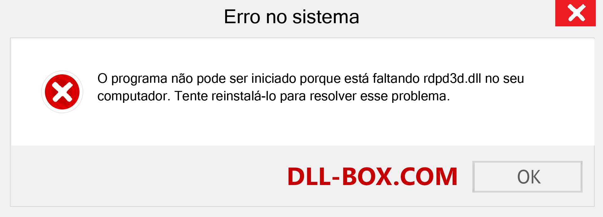 Arquivo rdpd3d.dll ausente ?. Download para Windows 7, 8, 10 - Correção de erro ausente rdpd3d dll no Windows, fotos, imagens